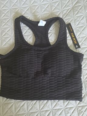 New Mix Black Textured Racerback Bralette